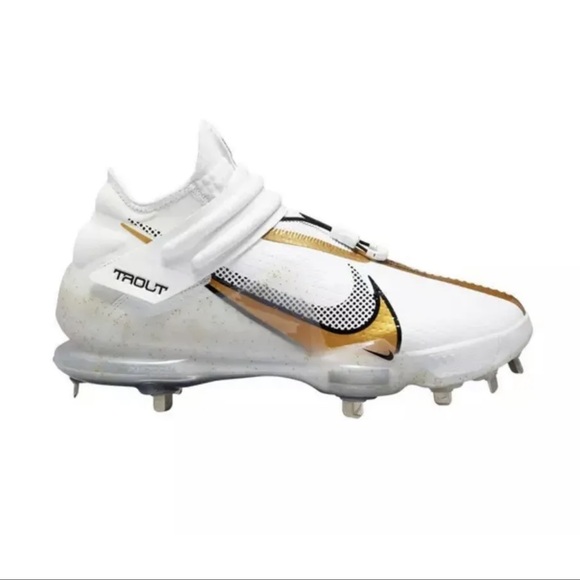 Nike Force Zoom Trout 7 Mid Metal Baseball Cleats White Gold CI3134-106 Men Size - Picture 1 of 3